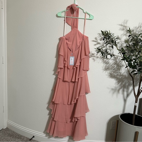 NWT ANTONIO MELANI Mariella Crinkled Chiffon Halter Neck Sleeveless Maxi Dress - Picture 11 of 13